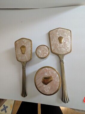 Vintage Dressing Table Set. 4 piece Antoine set . Mother of pearl with insets